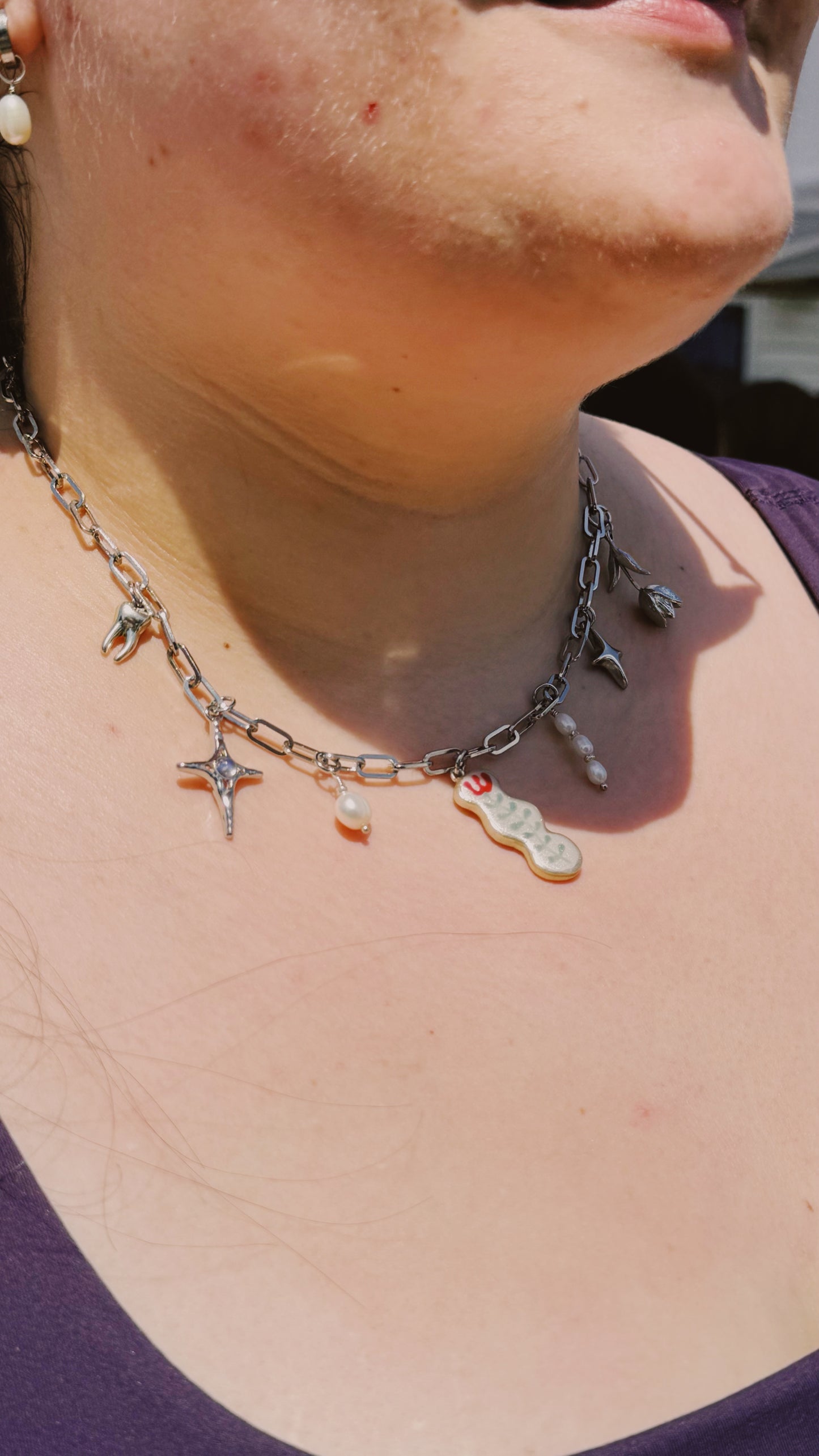 Long Vine Floral Pendant Charm