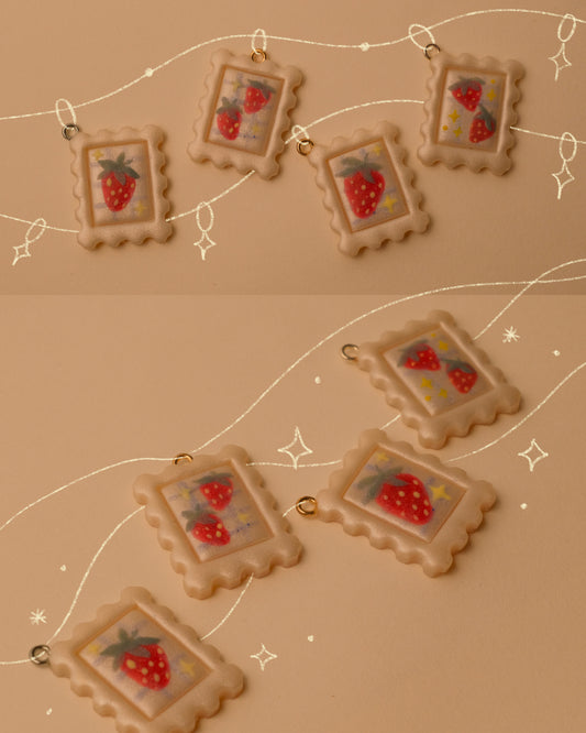 Strawberry Stamp Pendant Charm