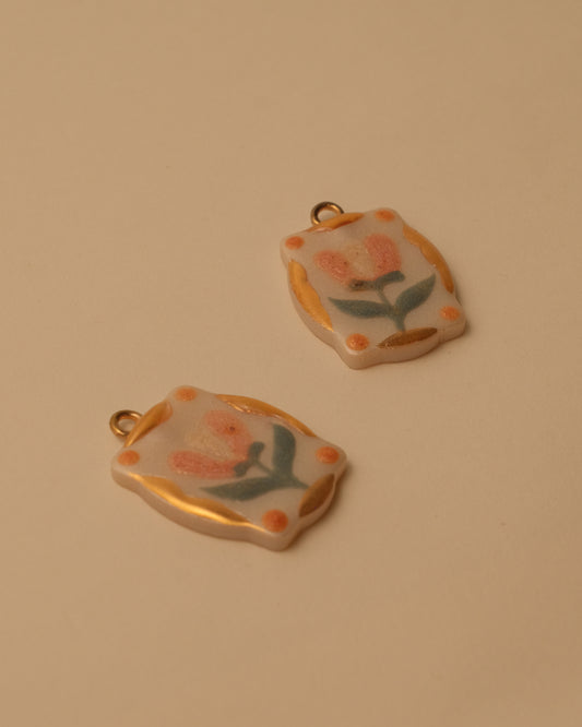 Bronze Folk Floral Pendant Charm