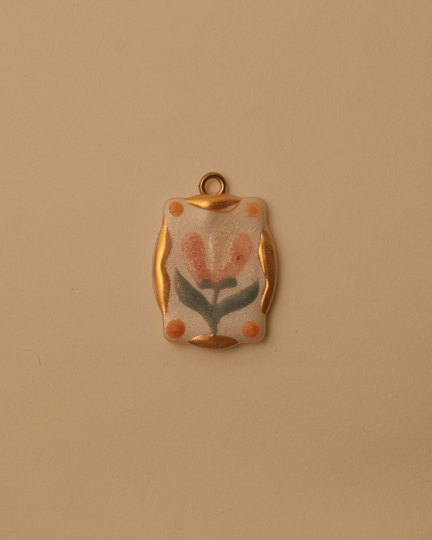 Bronze Folk Floral Pendant Charm