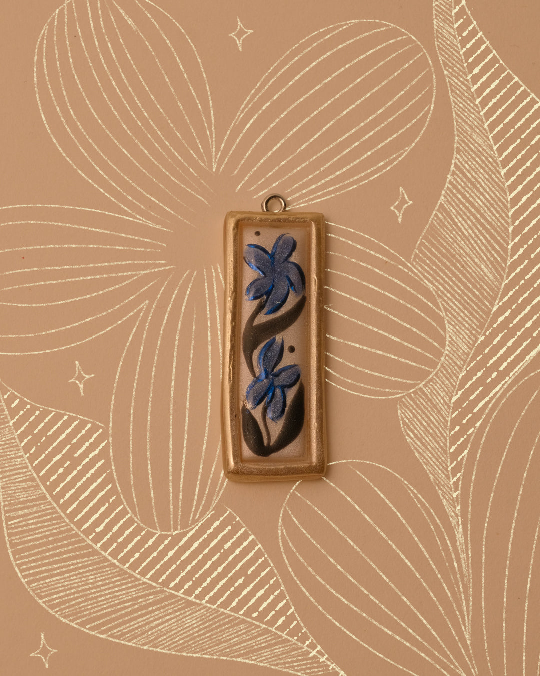 Blue Floral Pendant Charm