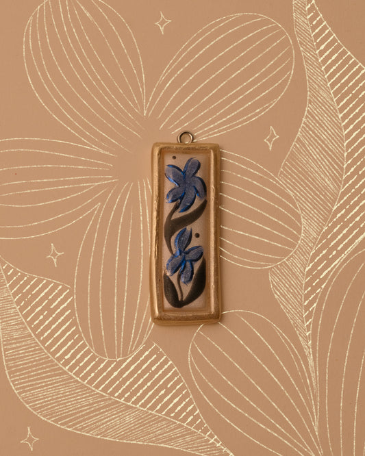 Blue Floral Pendant Charm