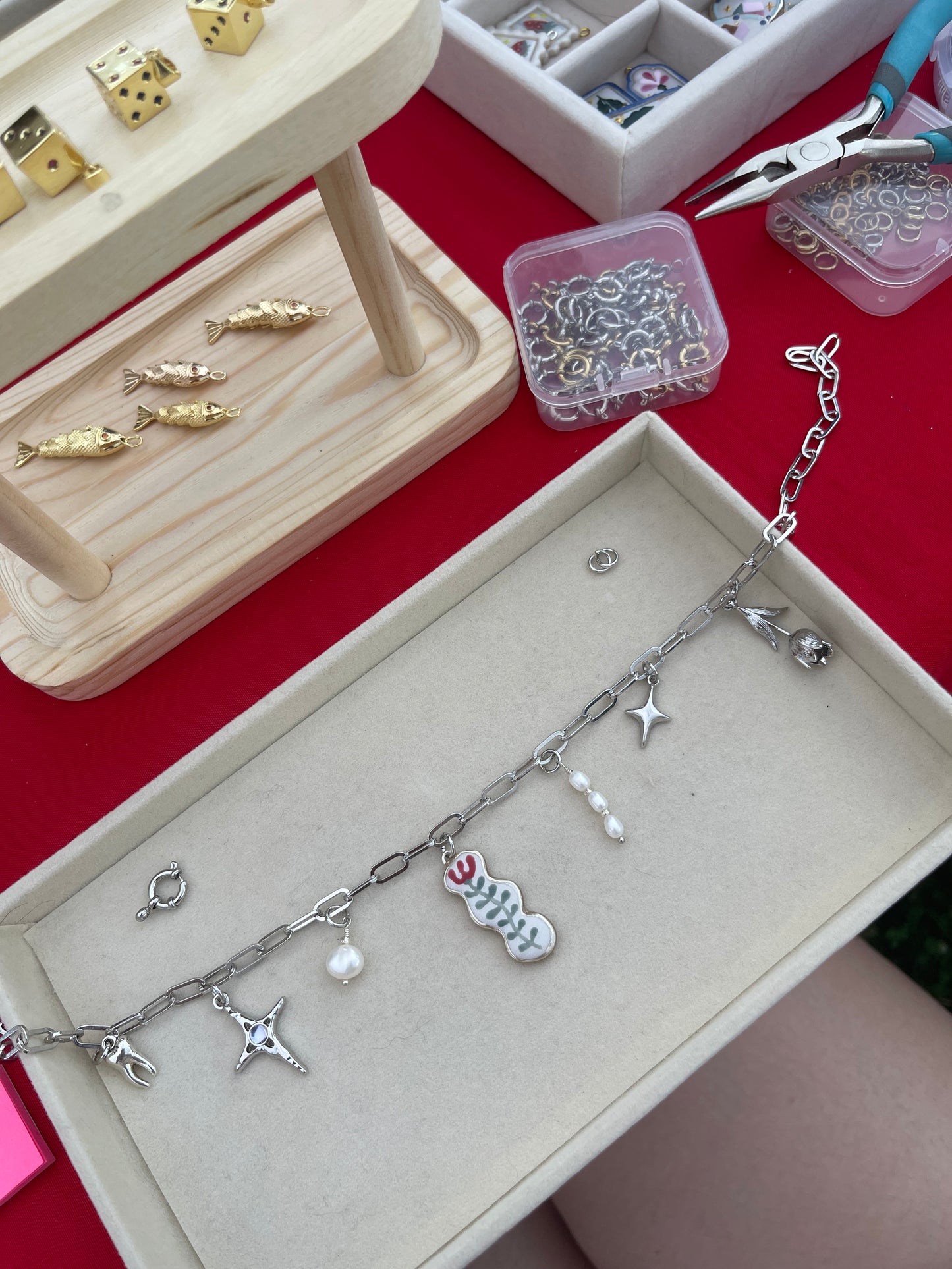 Long Vine Floral Pendant Charm