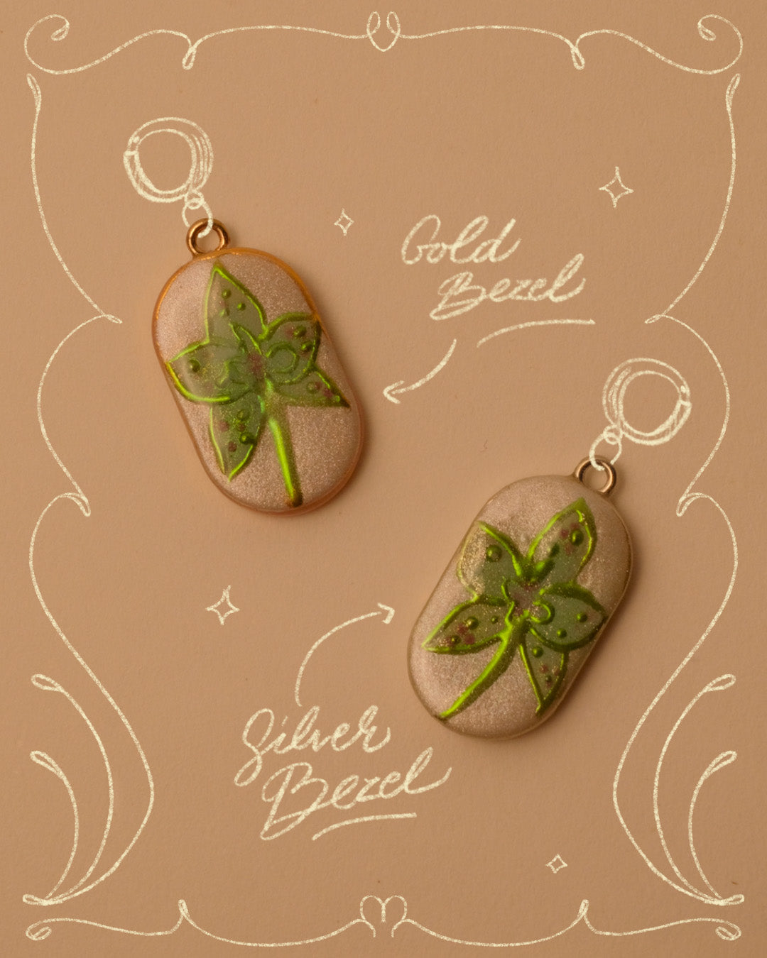 Green Orchid Pendant Charm