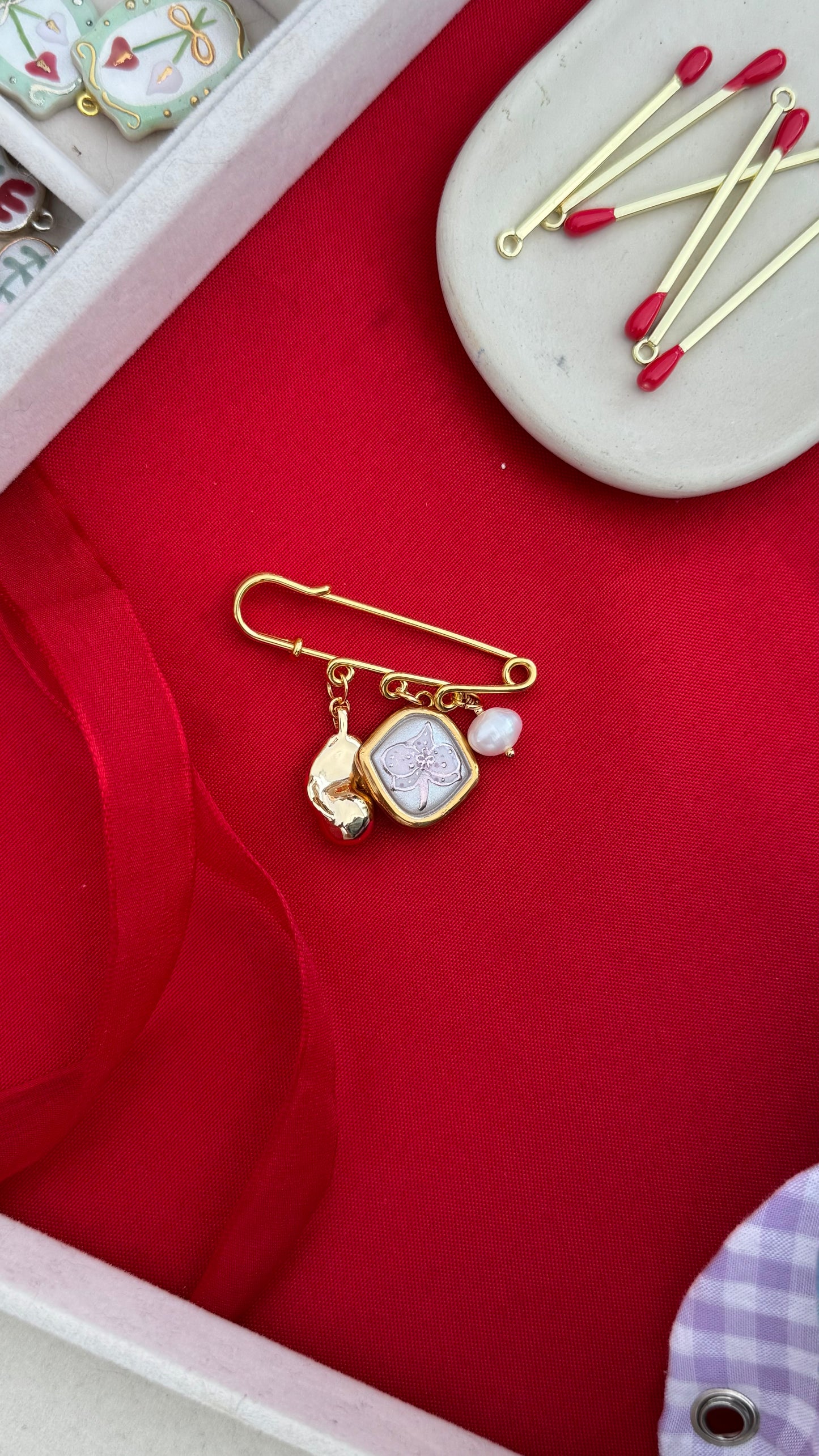 Pink Orchid Pendant Charm