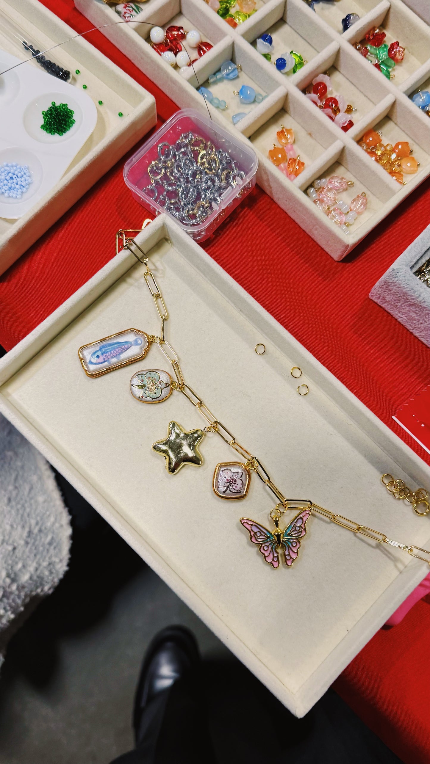 Pink Orchid Pendant Charm