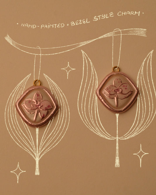 Pink Orchid Pendant Charm