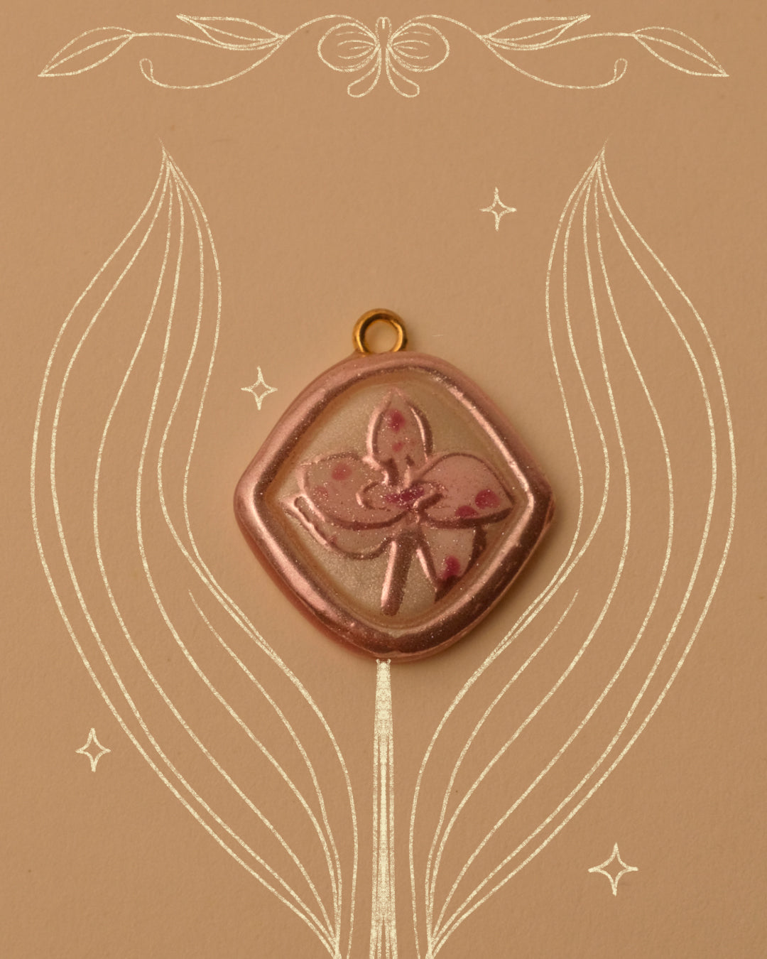 Pink Orchid Pendant Charm