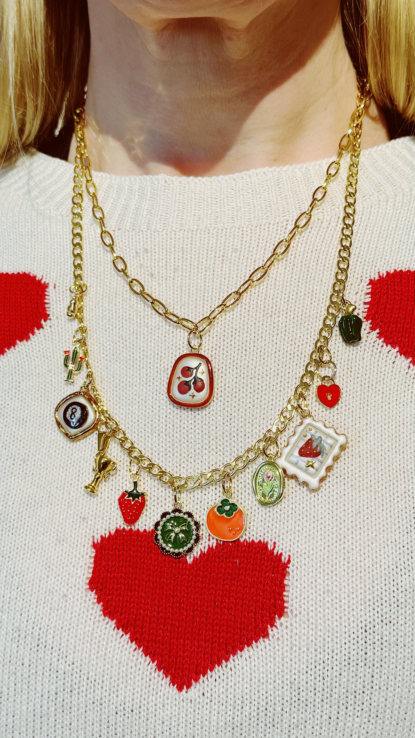 Strawberry Stamp Pendant Charm