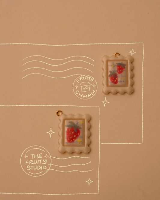 Strawberry Stamp Pendant Charm