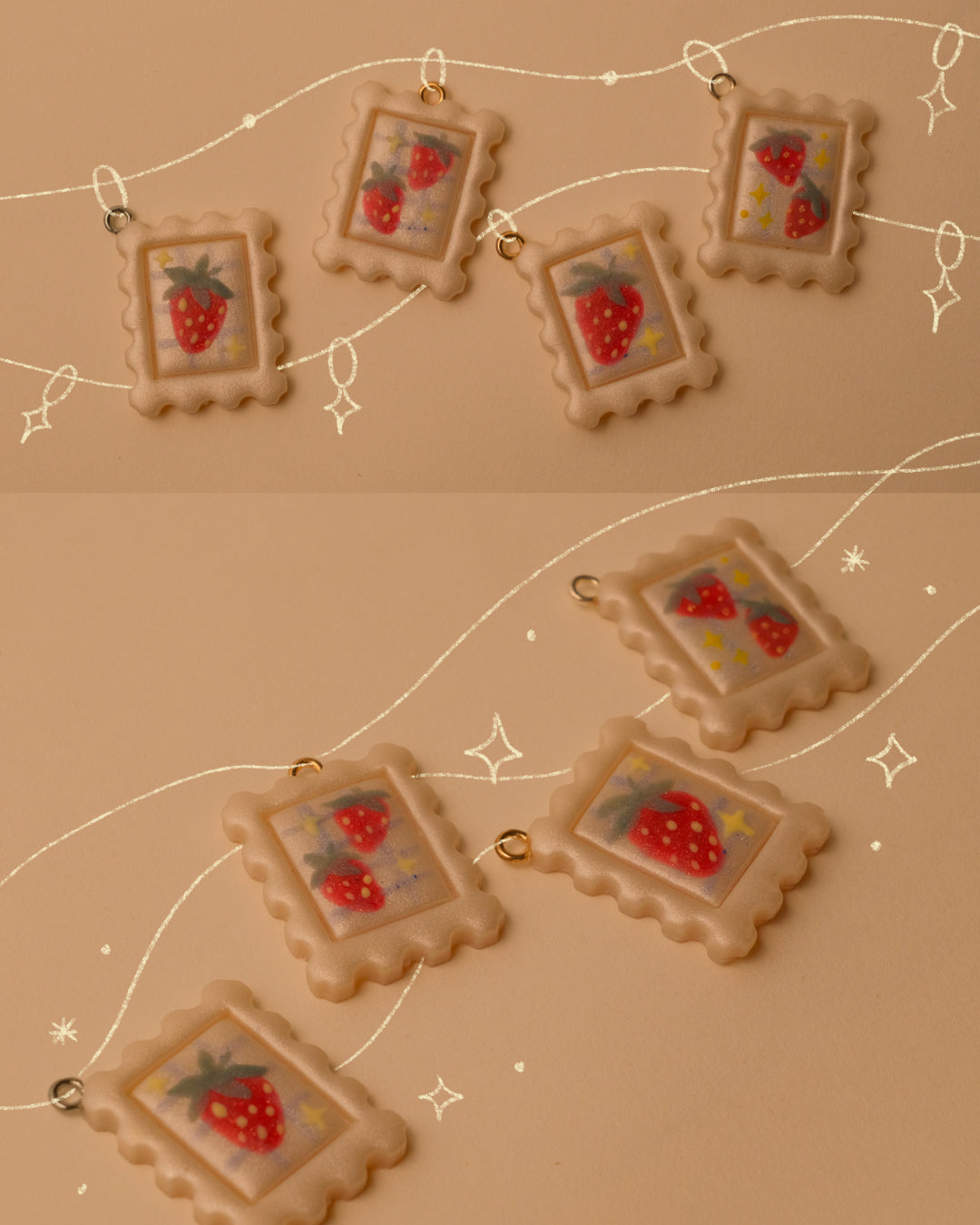 Strawberry Stamp Pendant Charm
