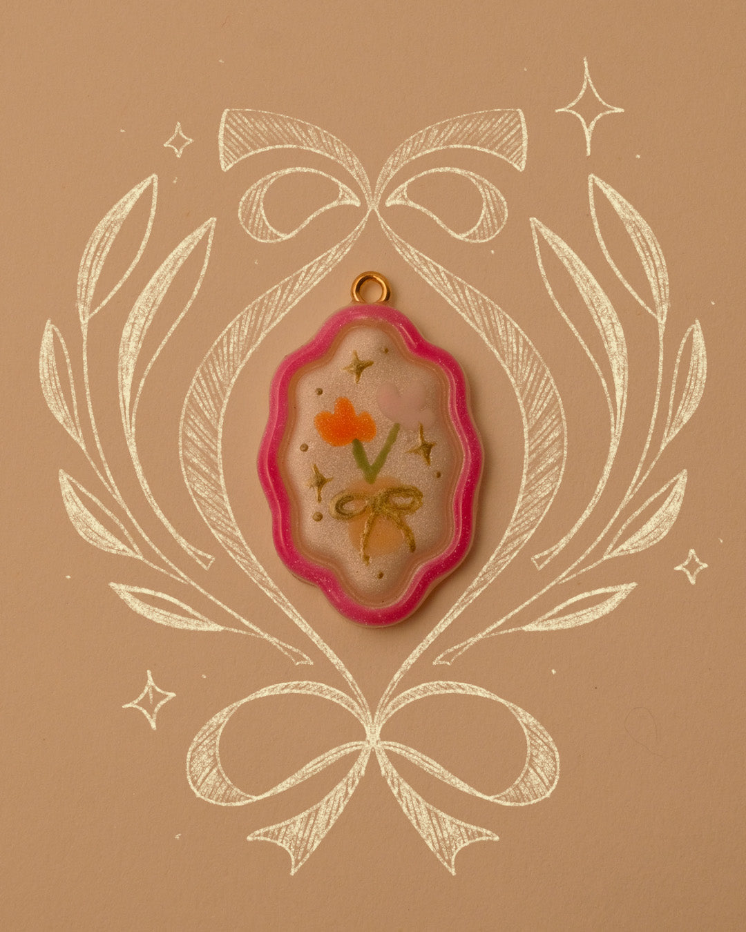 Vase Floral Pendant Charm