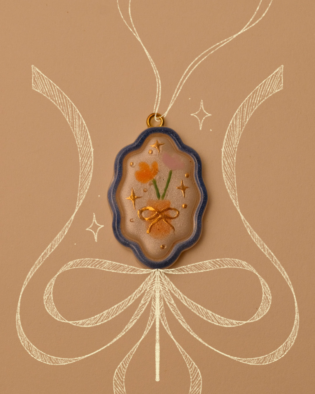 Vase Floral Pendant Charm