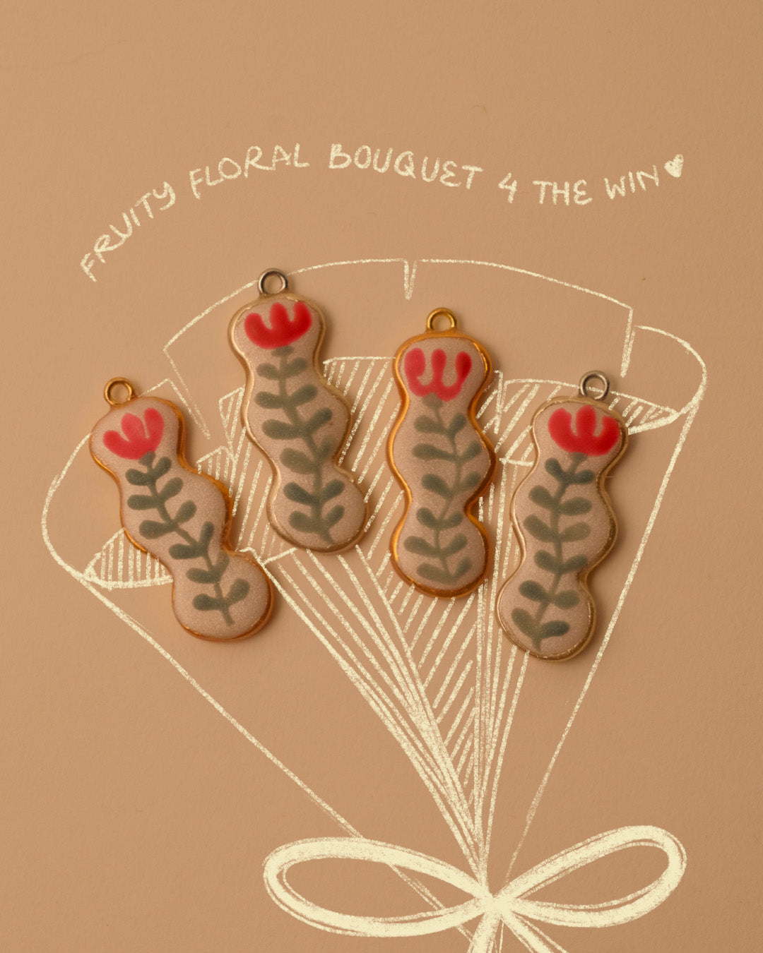 Long Vine Floral Pendant Charm