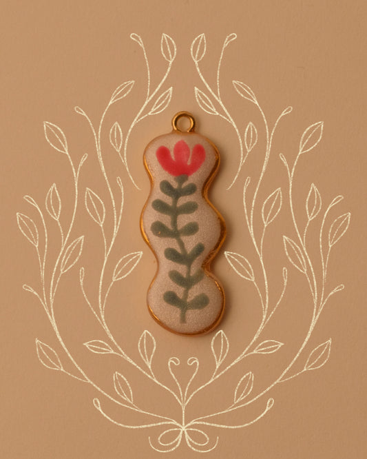 Long Vine Floral Pendant Charm