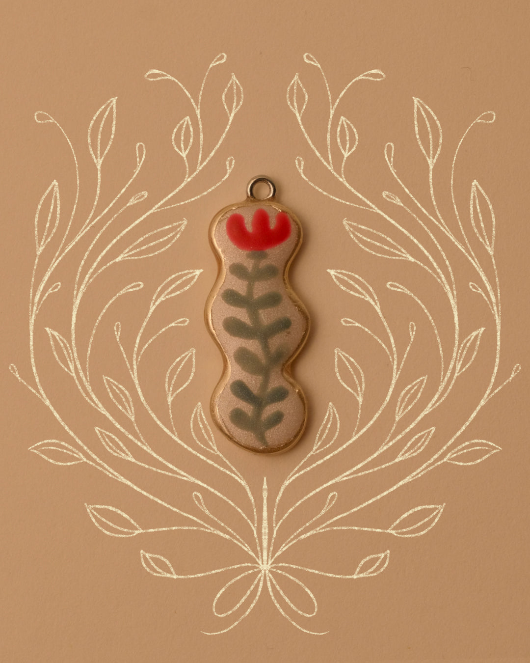 Long Vine Floral Pendant Charm